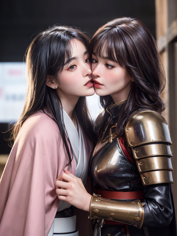 Professional Photography 2 People Night Lesbians Armor AI Porn