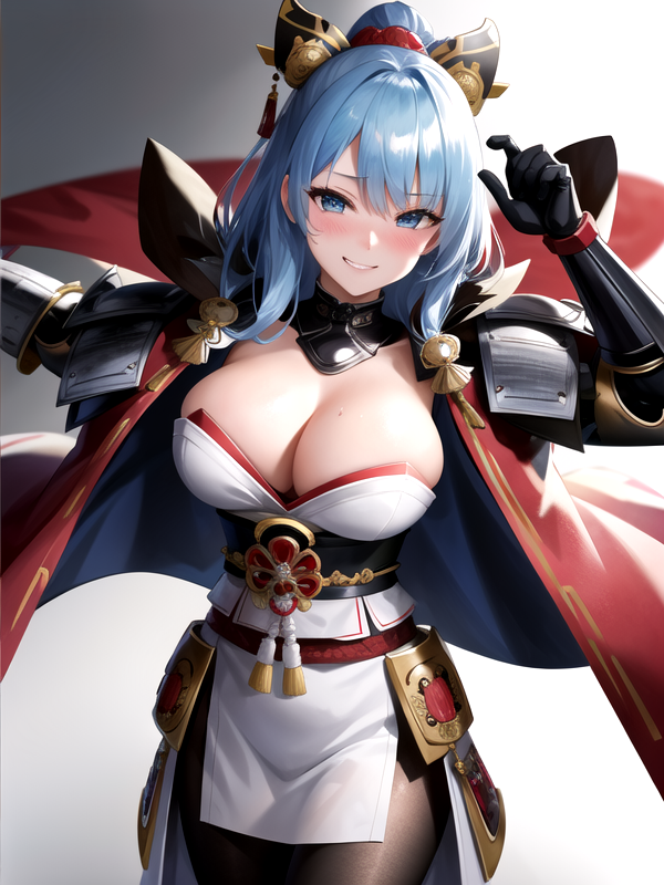 Tatami Bust Shot Armor Mischievous Light Blue AI Porn Generator