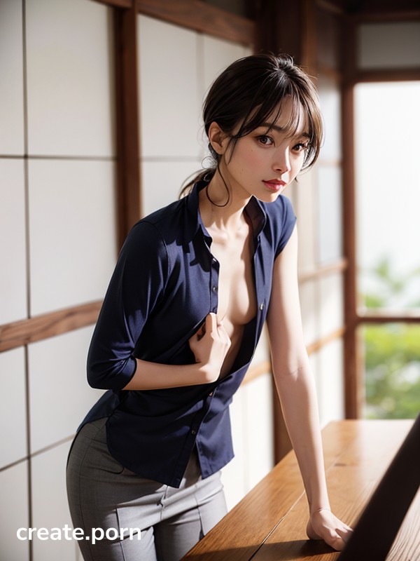 Teacher Small Breast Leaning Forward AI Porn