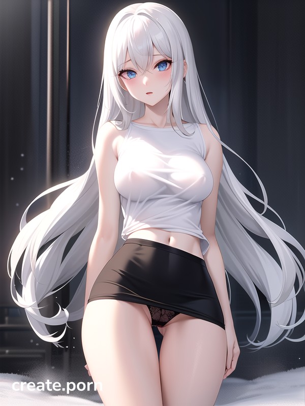 Blue Eyes Skinny White Hair Hentai AI Porn