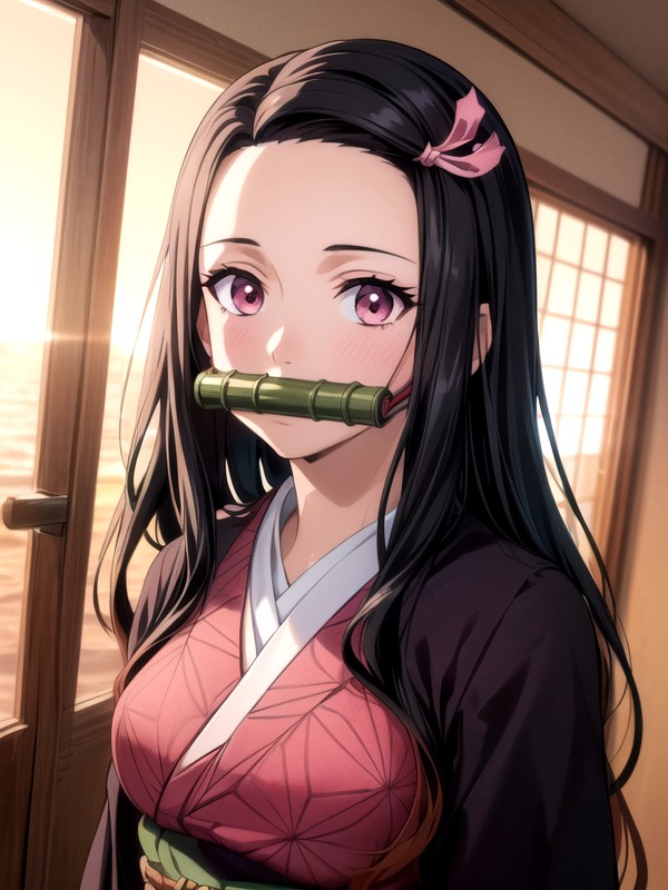 Sunset Bust Shot Nezuko Demon Slayer Hentai AI Porn