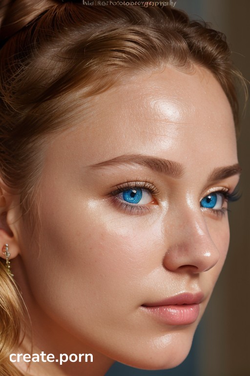 Hair Bun Close Up Blue Eyes AI Porn