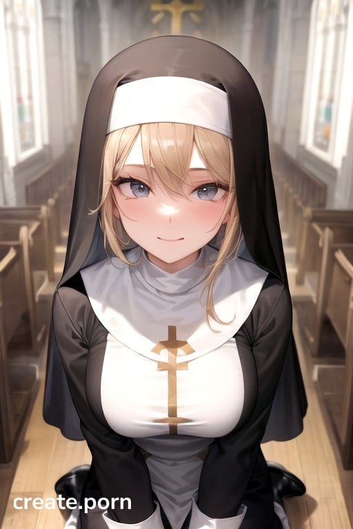 Kneeling Wink Nun AI Porn