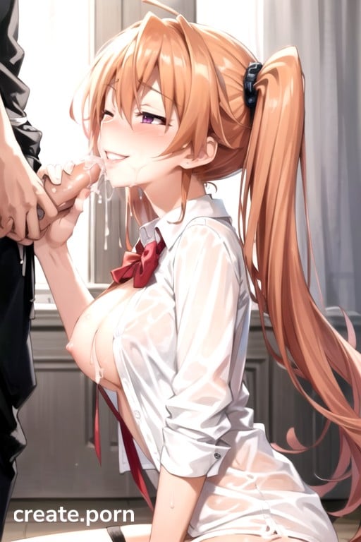 Mischievous Smiling While Blushing Stockings Cumshot Hentai AI Porn