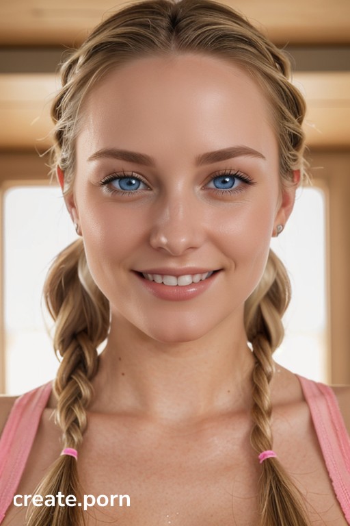 Blonde Hair Blue Eyes Pigtails AI Porn