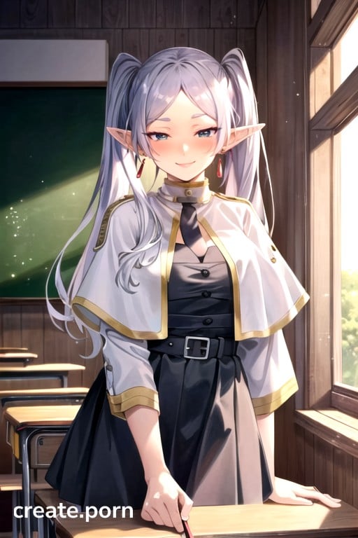 Classroom Mischievous Smiling While Blushing Cleavage Hentai Ai Porn