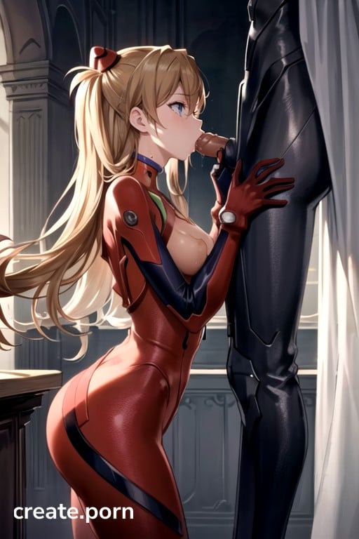 Blow Job 3rd Person Skinny Asuka Evangelion Hentai AI Porn