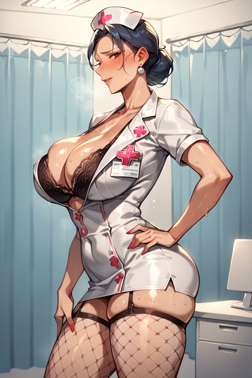 Cleavage Nurse Fishnets Hentai Ai Porn