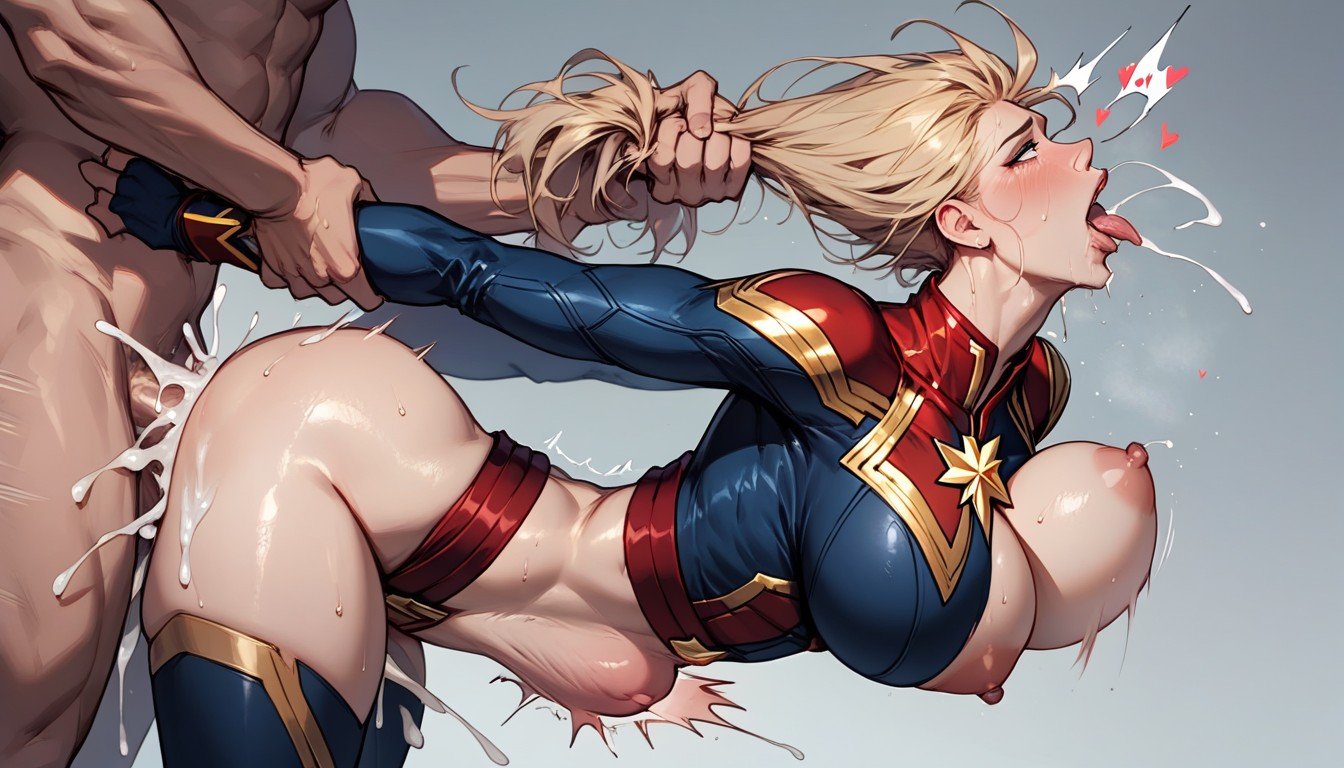 Ahegao Captain Marvel Having Sex With Male Stomach Bulge Ai Porn