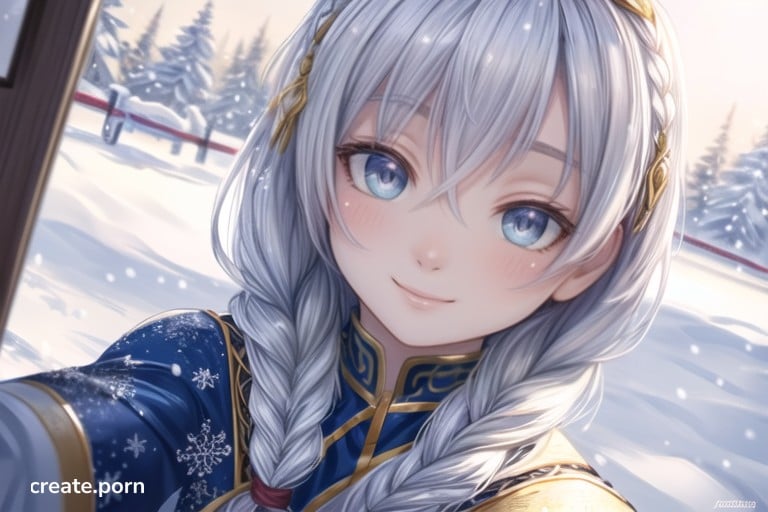 Cute Snowing Selfie AI Porn