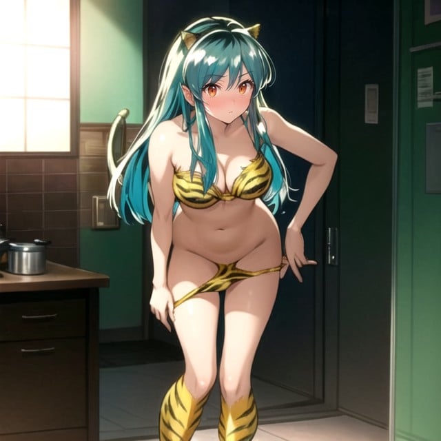 Lum Urusei Yatsura Hold Knees Warm Anime AI Porn