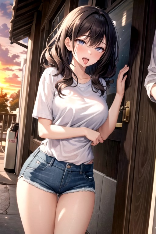 Jean Shorts Curly Raining Ai Porn