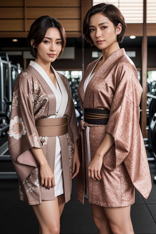 Kimono Brown Eyes Gym AI Porn