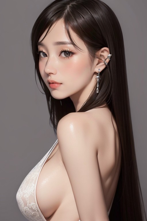 Simple Background Earrings Waist Shot AI Porn