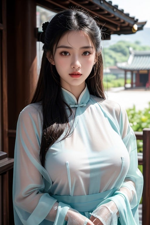 Wet T Shirt Raining Chinese Hanfu Hentai AI Porn