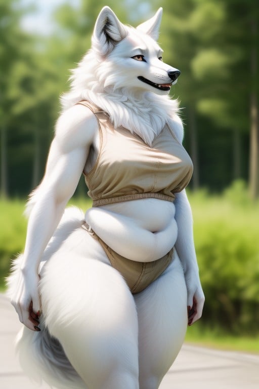 Ssbbw Wolf Large Thighs White Fur AI Porn