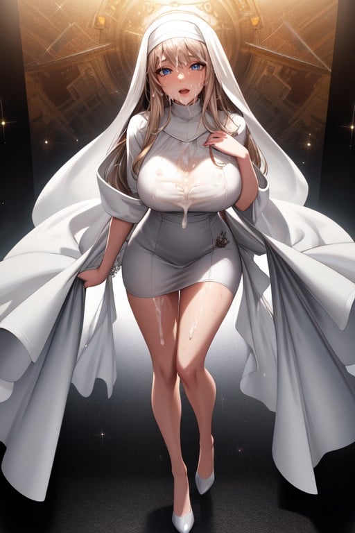 Long Length Wedding Dress Nun AI Porn