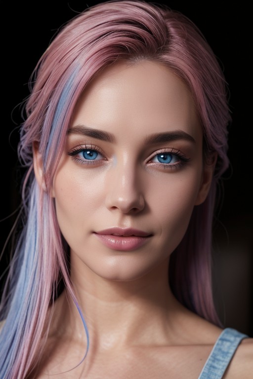 Blue Hair Pink Eyes AI Porn