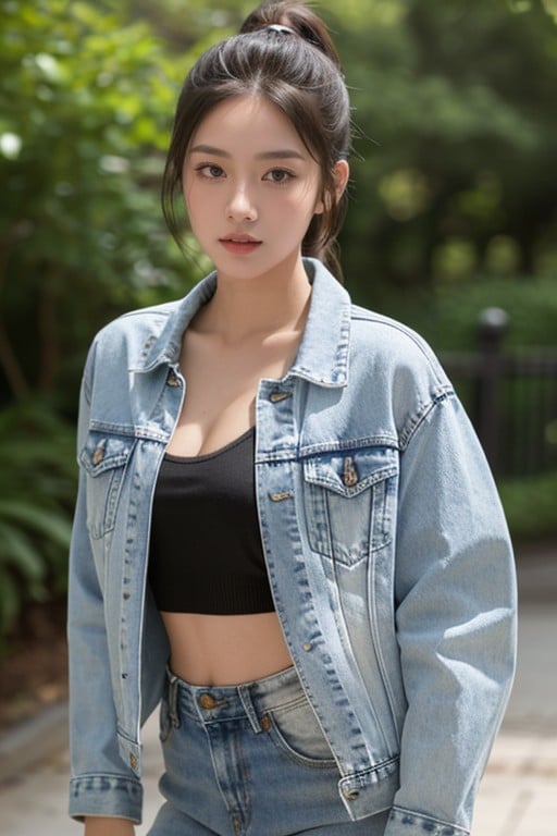 Denim Jacket Standing Waist Shot Hentai Ai Porn