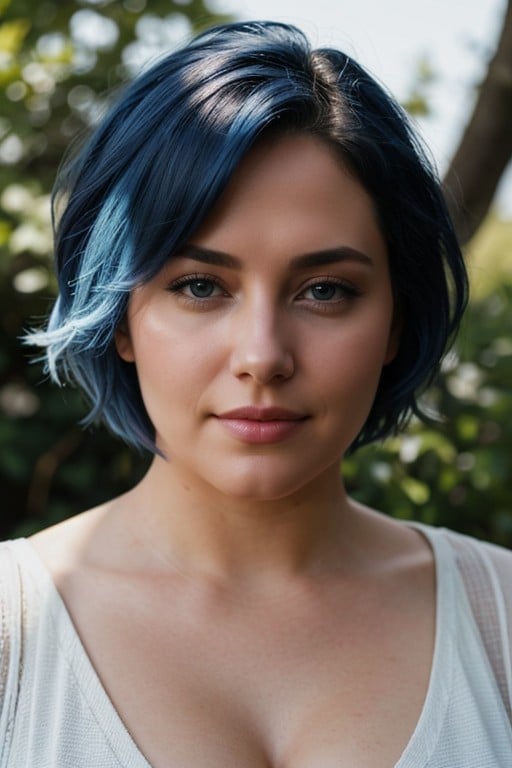 Light Blue Hair Short Length Top Down AI Porn