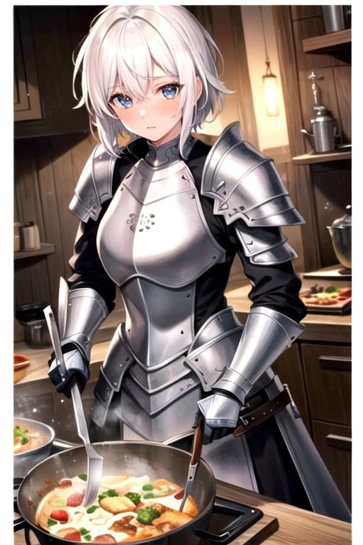 Engraving On Armor Knight Short Hair AI Porn