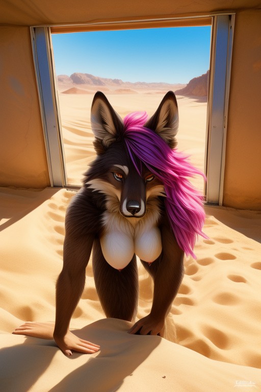 Pink Hair Wide Angle Desert Ai Porn