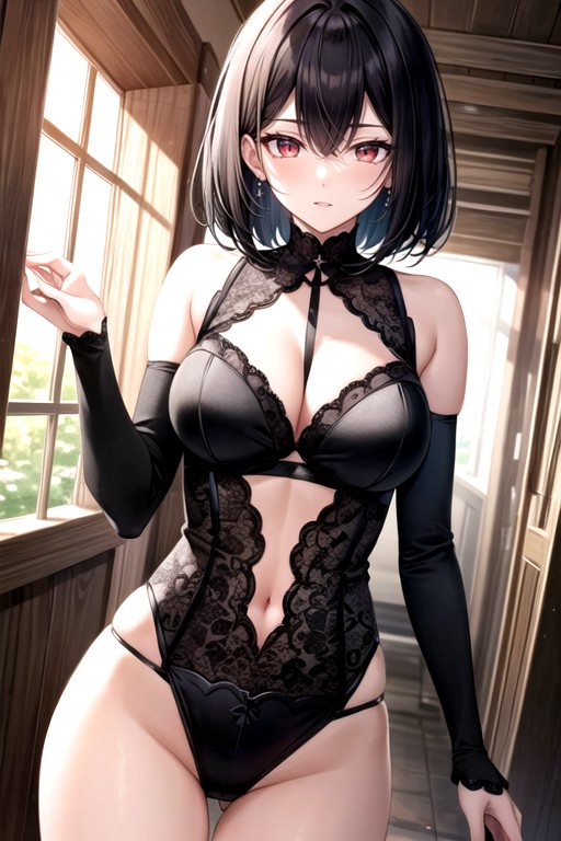 Red Eyes Medium Breast Black Hair AI Porn