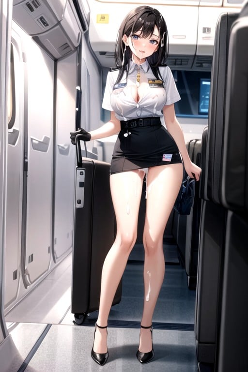 Creampie Flight Attendant Airplane AI Porn