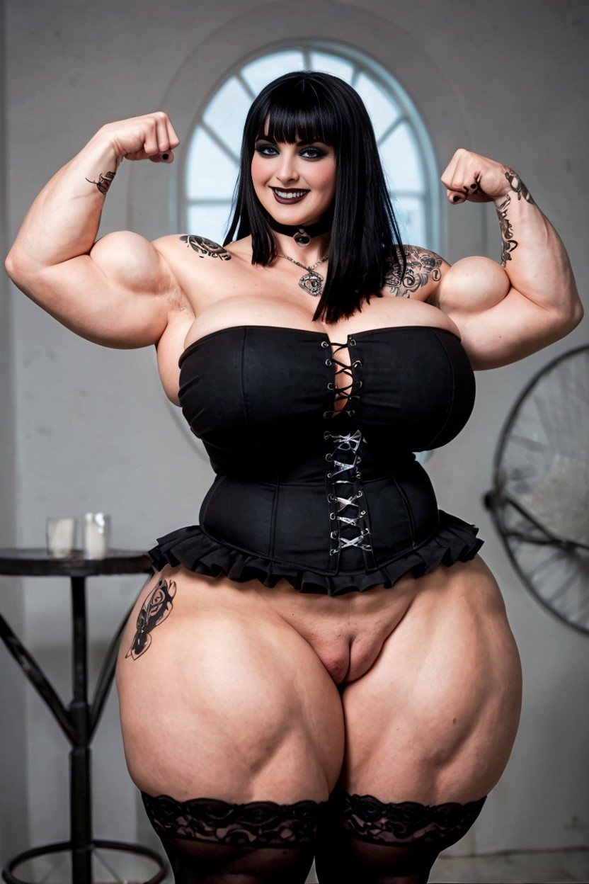 Extremely Large Ass Unrealistically Thick Muscular Woman Goth Ai Porn