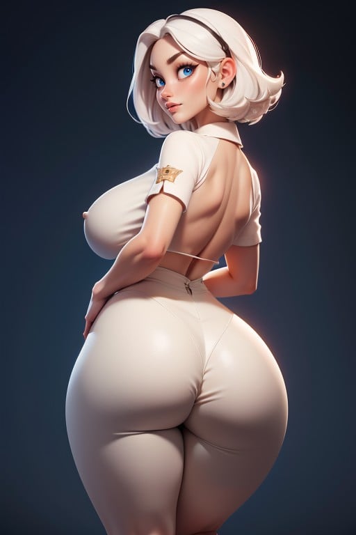 White Hair Bob Sexy Pose Massive Ass AI Porn