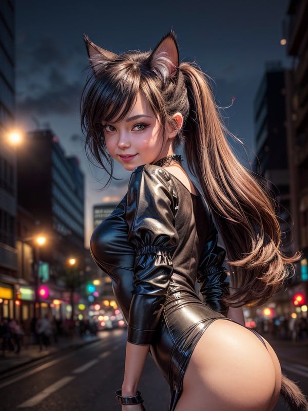 Cat Asian - Asian City, Night, Cat Girl AI Porn