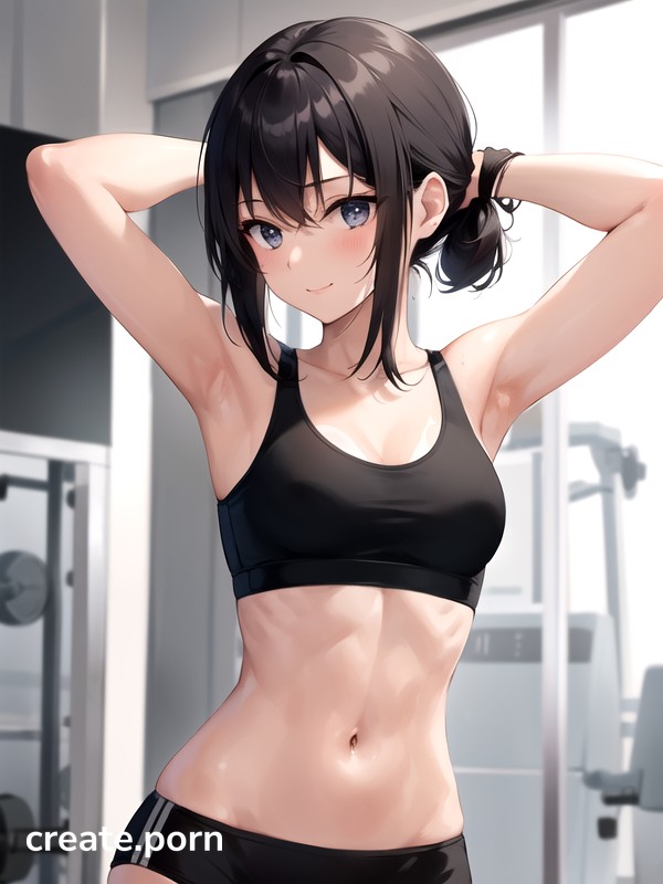 600px x 800px - Sport Bra, Black Hair, Tan Lines AI Porn