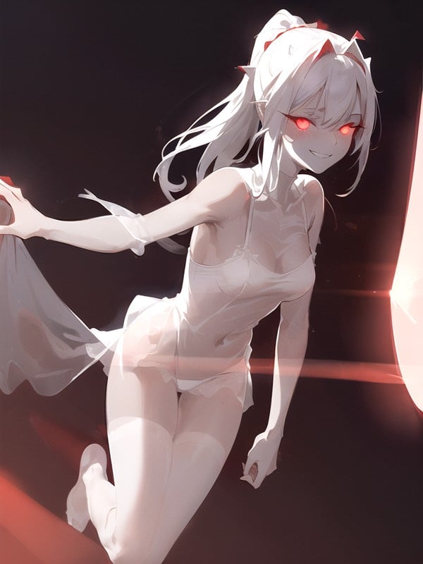 White, Floating, Red Light Shining Through Body Hentai AI Porn