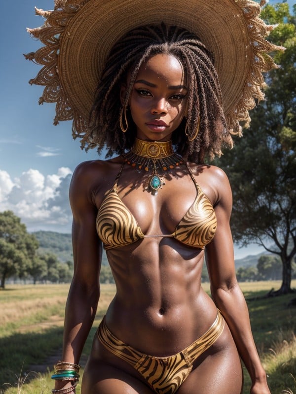 Artistic Nude Africa - Meadow, Small Breast, Nude AI Porn