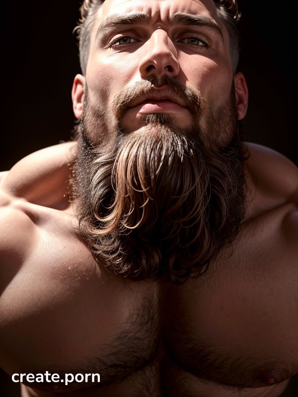 Bearded Men Porn - Bottom Up, Muscular, A Strikingly Handsome Man With Beard Naked AI Porn