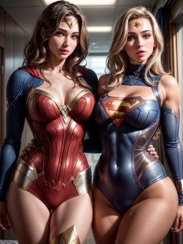 Supergirl Costume 2 People Transparent AI Porn