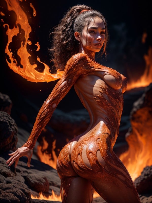 600px x 800px - Volcanic Fire Dancer, High-resolution, Professional Photography AI Porn