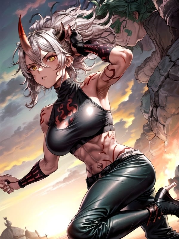 Oni/demon, Black Rune Tattoos, Sunny Hentai AI Porn