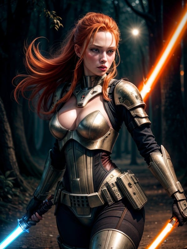 600px x 800px - Sexy Ginger Warrior On Battle Field With Lightsaber AI Porn