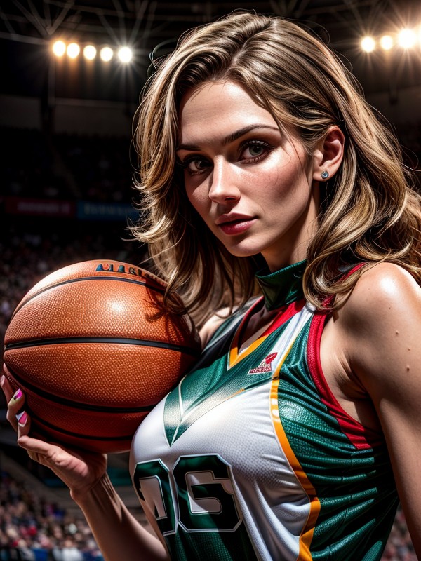 Milf Modeling Basketball Uniforms On Court AI Porn