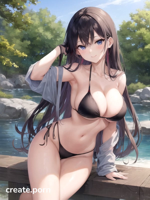 Bikini Big Breasts Porn - Mai Sakurajima Girls Armpits Arms Behind Head Big Breasts Bikini Black  Bikini Blue Eyes Busty Cleavage