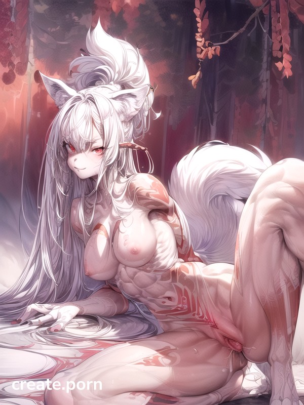 Expressive Eyes, Wolf Girls, Red Tattoo Hentai AI Porn