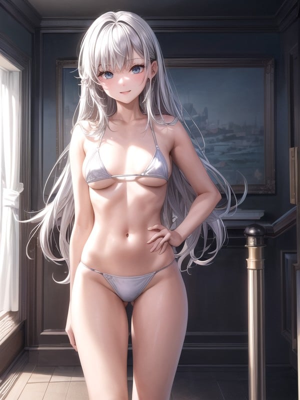 Cute Anime Girl Swimsuit Porn - Bikini, Blue Eyes, Cute AI Porn