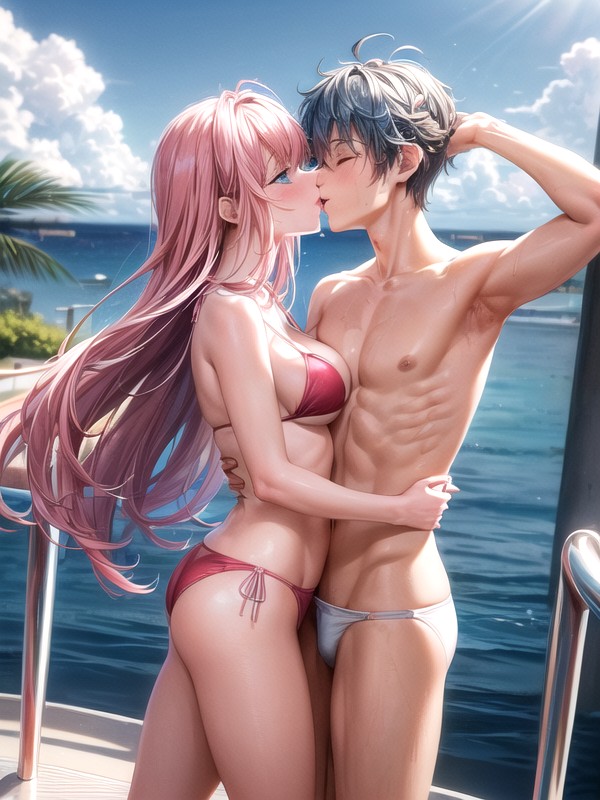 Bikini Couple Porn - Ultra Detailed, Bikini, Pink Hair AI Porn