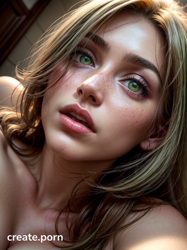 Colored Eyes Porn - Green Eyes, Naked, Bottom Up AI Porn