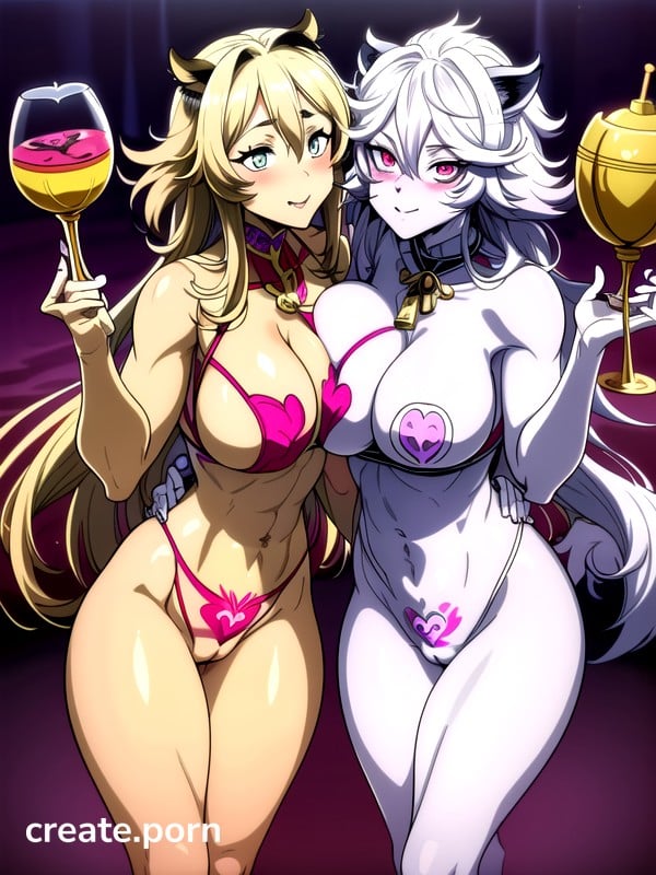 Cumshot, Detailed Vaginal Opening, White Hair Hentai AI Porn