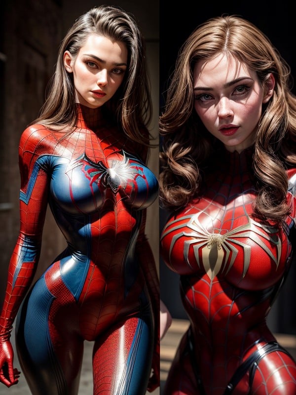 Cosplay Latex Porn - Latex Retro Spiderman Costume AI Porn