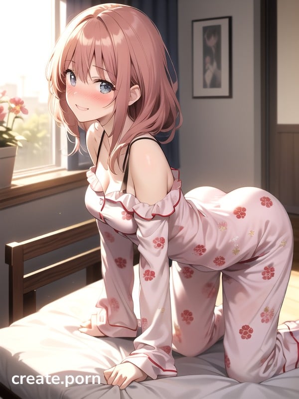 Anime Pajama Porn - Crawl, Warm Anime, Mischievous (smiling While Blushing) AI Porn