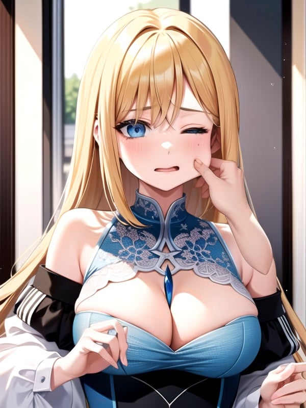 Blonde Hair Blue Eye Anime Porn - Blonde Hair, Blue Eyes, Pinching Cheeks AI Porn