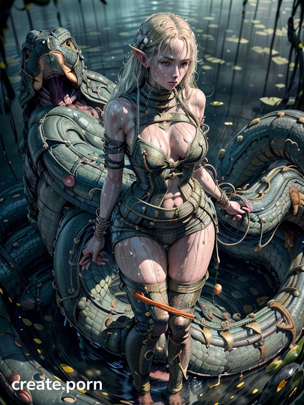 Cartoon Anaconda Porn - Blonde Elf, Woman Being Constricted By Anaconda, Wet AI Porn